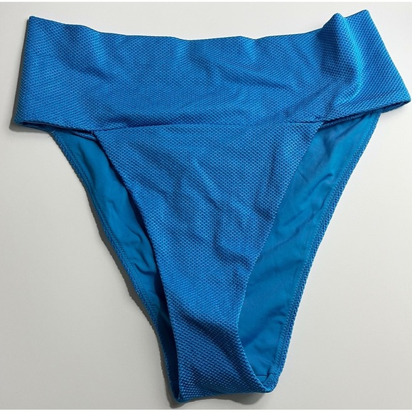Aerie • NWT Shine Pique Vibrant Blue High-Waisted Bikini Bottom - Picture 1 of 8